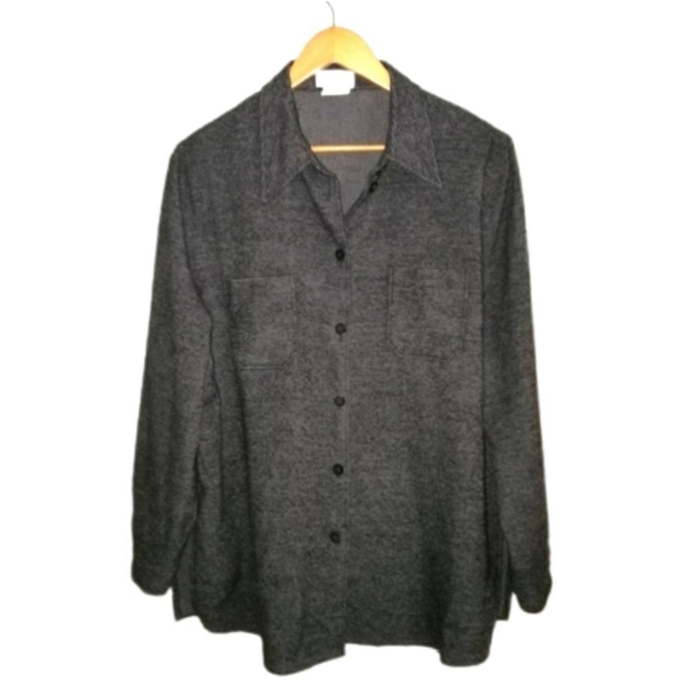 𝅺VINTAGE STEILMANN Y2K Grey Textured Corduroy Wool Shirt / Jacket Shaket Large